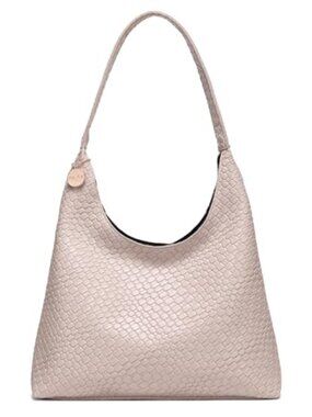 Woven Faux Leather Tote Bag for Women, Large Slouchy Hobo Shoulder Handbag with